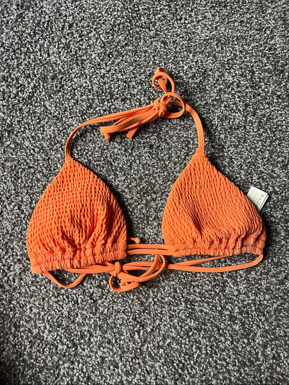 Orange Textured Triangle Bikini Top